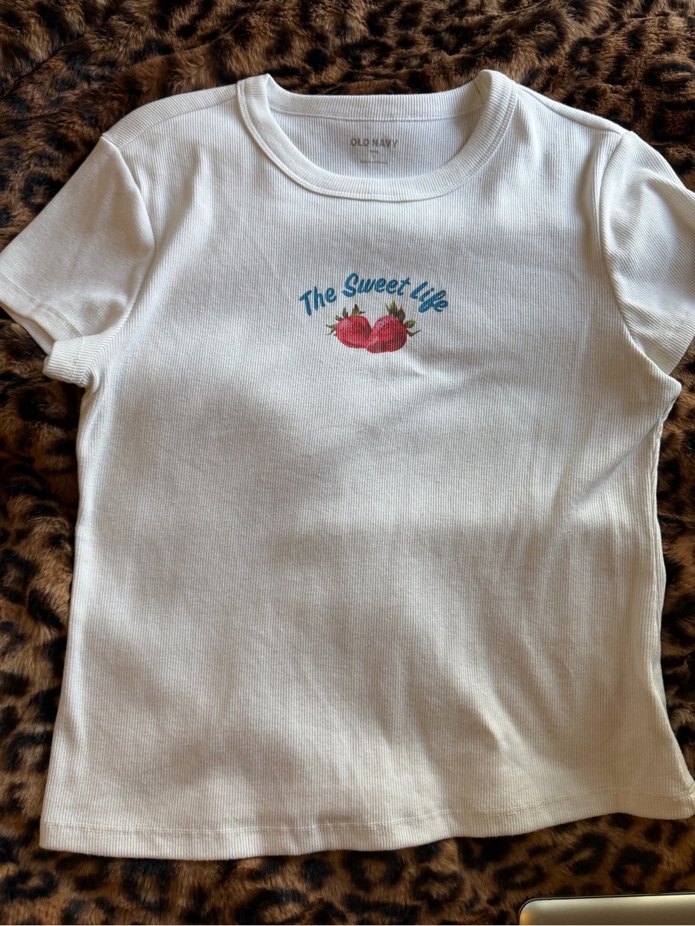 Old Navy White Short-Sleeve Tee with Strawberry Graphic